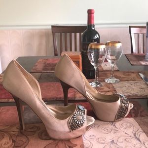 Champagne colored Bakers Platform Heels